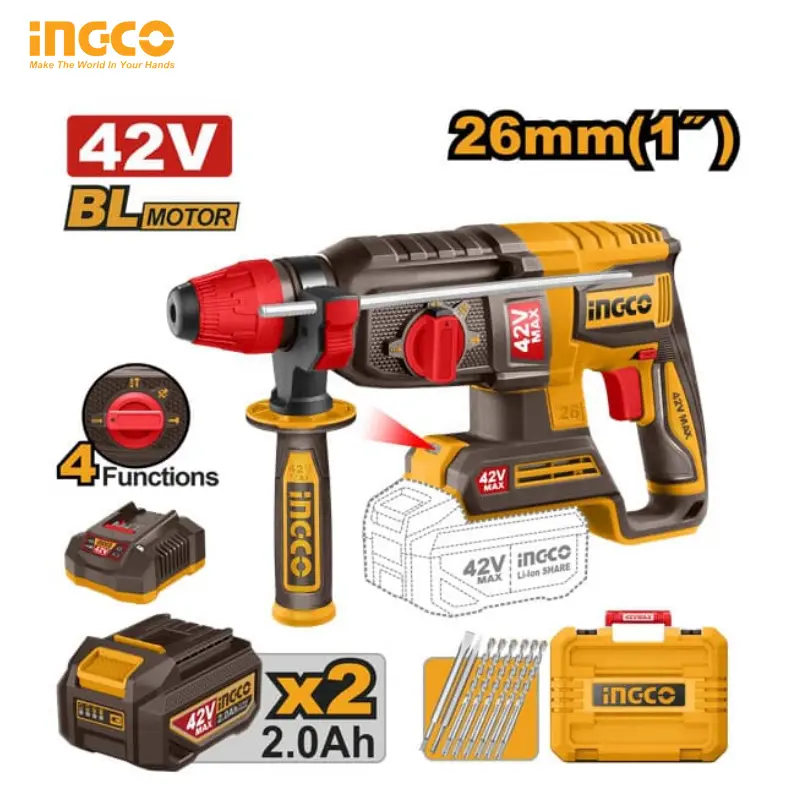 BRUSHLESS HAMMER DRILL 42V INGCO CRHLI422682 - 1