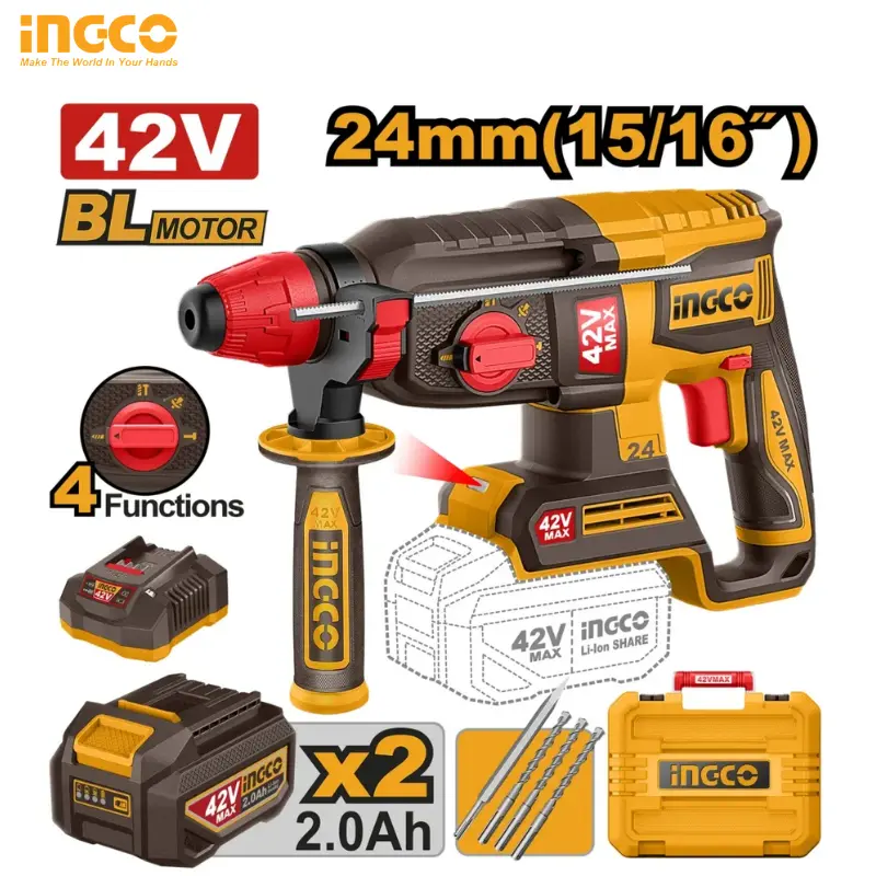 MARTEAU PERFORATEUR SANS FIL 42V INGCO CRHLI422482 - 1