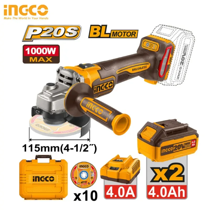 MEULEUSE D’ANGLE INGCO SANS FIL 20V 1000W CAGLI271532 - Image 1