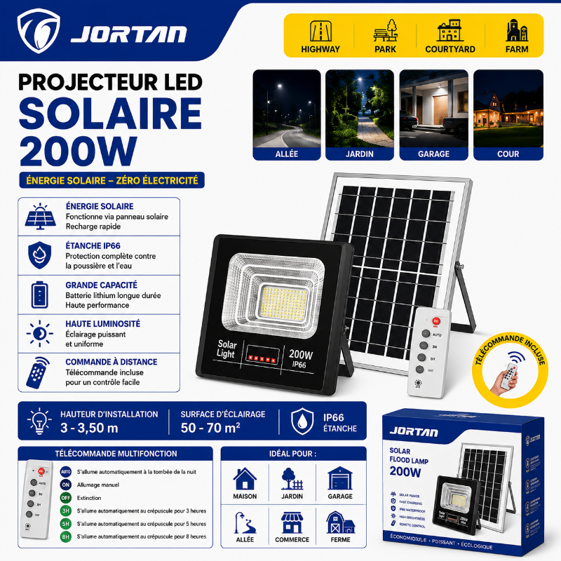 PROJECTEUR LED SOLAIRE 200W - 1