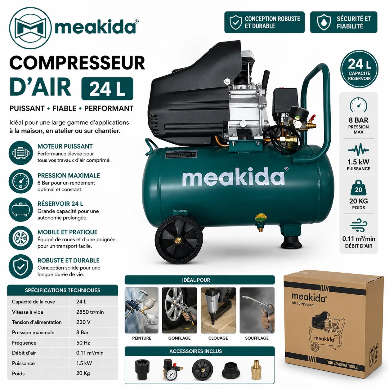 COMPRESSEUR MEAKIDA 24 L - 1