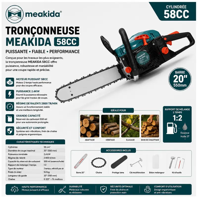 TRONCONNEUSE MEAKIDA  58CC  - 1
